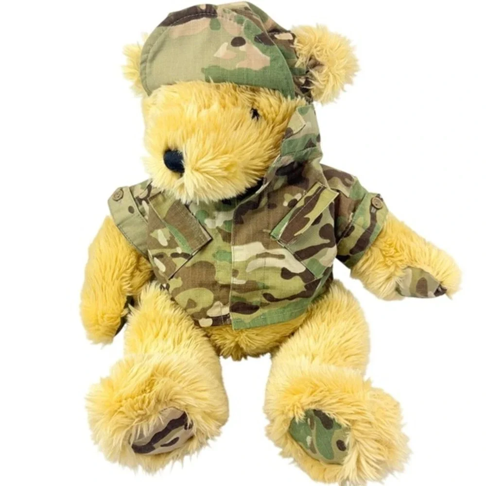 Vintage 1989 Bear Forces of America Military Teddy Bear Plush Camouflage Uniform